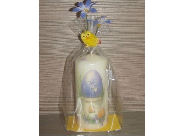 196 - Dekorativní svíčka Vajíčka s fialkami